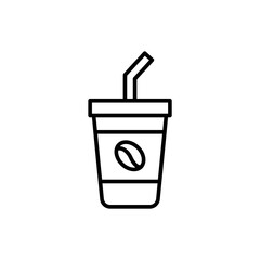 Coffee glass outline icons, drink minimalist vector illustration ,simple transparent graphic element .Isolated on white background