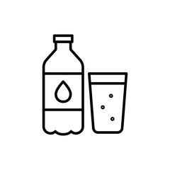 Mineral water outline icons, drink minimalist vector illustration ,simple transparent graphic element .Isolated on white background