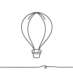 Continuous balloon outline in one line, simple vector sketch