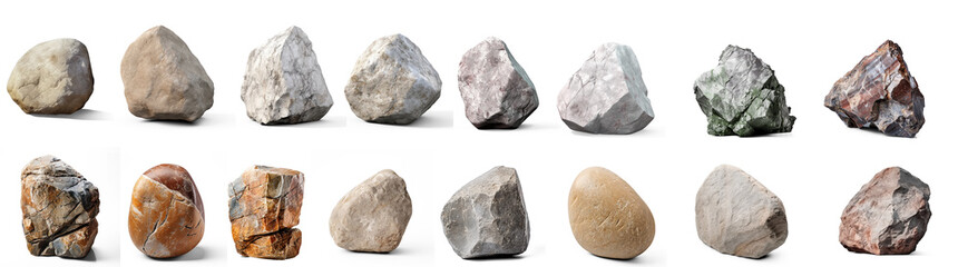Fototapeta na wymiar Collection of stone on isolate transparency background, PNG