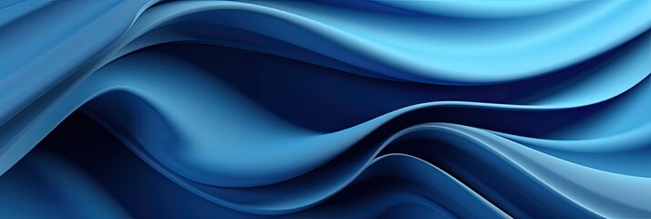 3d render, abstract modern blue background, folded ribbons macro, fashion wallpaper with wavy layers and ruffles - obrazy, fototapety, plakaty