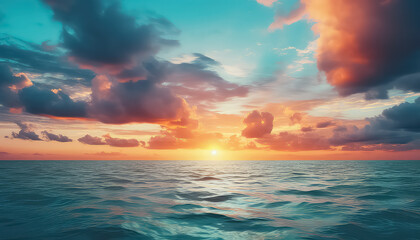 Fototapeta na wymiar Beautiful sunset with blue and pink sky
