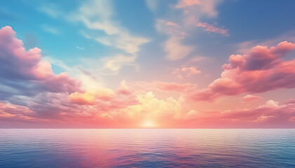 Naklejka na ściany i meble Beautiful sunset with blue and pink sky