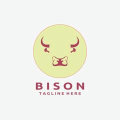 Bison Head Logo Design Vector Template.