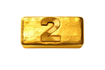 Gold number. 3D rendering isolated on transparent background,png file