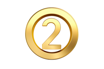 Gold number. 3D rendering isolated on transparent background,png file