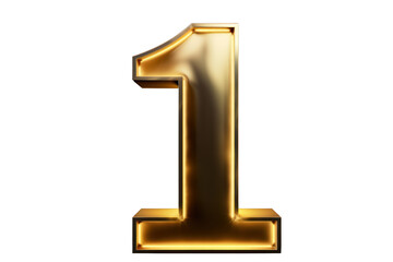 Golden number 1 auspicious number isolated on transparent background,png file