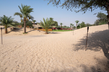 Bab Al Shams empty quarter seamless desert sahara in Dubai UAE middle east with wind paths and sand...