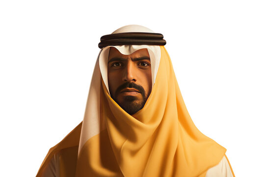 Arab Emirates wearing Kandura waiting Middle East business concept .isolated on transparent background,png file