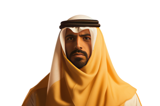 Arab Emirates wearing Kandura waiting Middle East business concept .isolated on transparent background,png file
