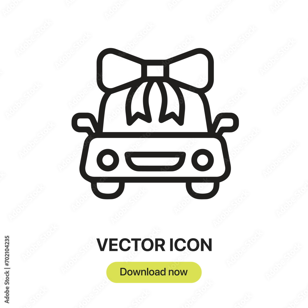 Fototapete car icon vector. linear-style sign for mobile concept and web design. car symbol illustration. pixel