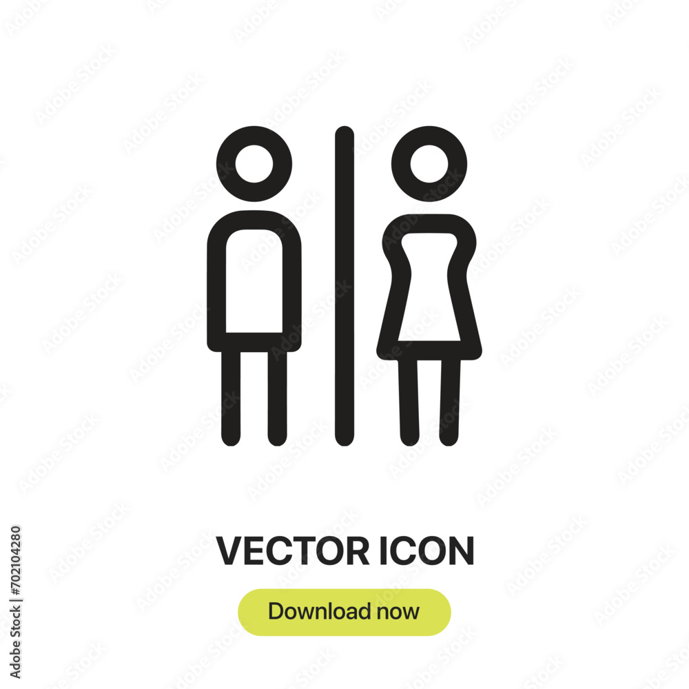 Leinwandbilder Restroom icon vector. Linear-style sign for mobile concept and web design. Restroom symbol illustration. Pixel vector graphics - Vector.
