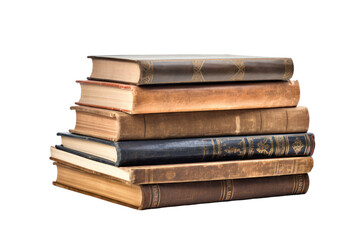 Stack of few old books isolated on transparent background,png file