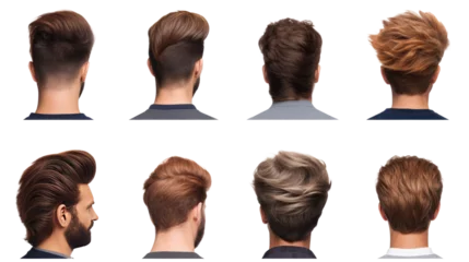 Tuinposter Collection of modern men's hairstyles for designers isolated on transparent background,png file © venusvi