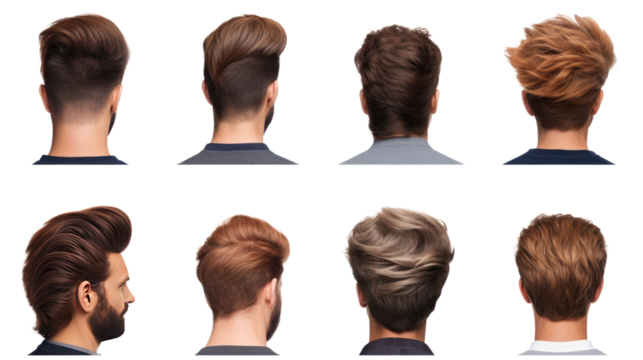 Collection of modern men's hairstyles for designers isolated on transparent background,png file - Powered by Adobe