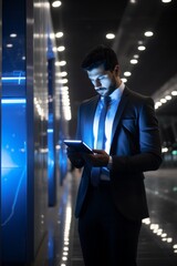 Naklejka premium CEO Confidence. Businessman's Profound Look at Open Space