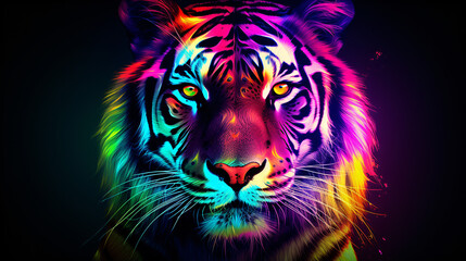 Tiger in abstract graphic highlighters