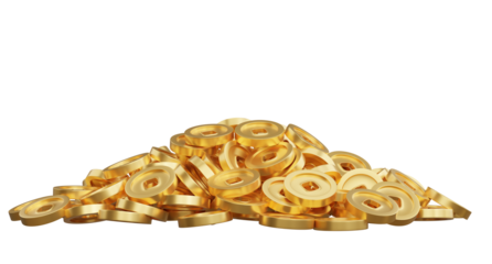 3d render of chinese pile of golden coins.