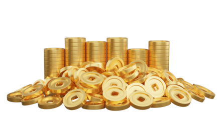 3d render of chinese pile of golden coins.