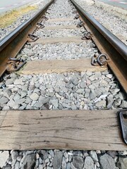The structure on a railway or railroad consisting of the rails.