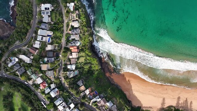 epic bigola beach drone footage rock pool golden sand turquoise sea 4k sydney australia