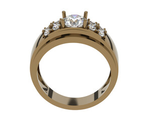 Obraz premium Diamond ring isolated on background. 3d rendering - illustration