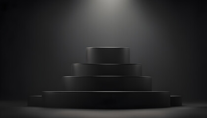 Obraz premium Tier Black Winner's Podium in the Spotlight