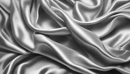 Black and White Silk Satin Fabric Abstract Background with Drapery Folds and Shimmering Light - A Luxurious and Sexy Design with Fluid Flowing Effects