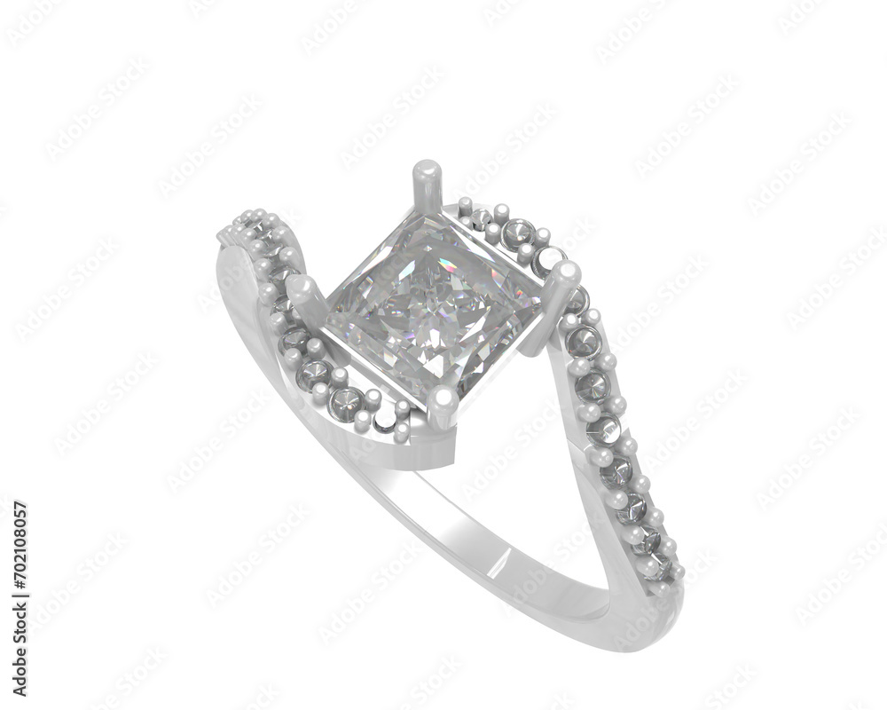 Wall mural diamond ring isolated on background. 3d rendering - illustration