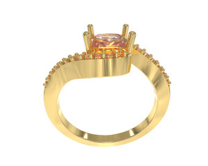 Diamond ring isolated on background. 3d rendering - illustration