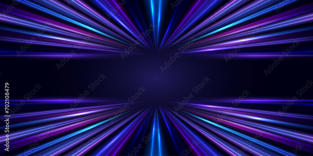 Aufkleber Abstract glowing lines with lighting effect on dark background. Motion speed light lines. Futuristic dynamic movement concept. Pattern for banner or poster design background.Vector eps10.