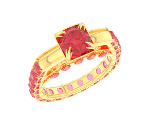 Diamond ring isolated on background. 3d rendering - illustration