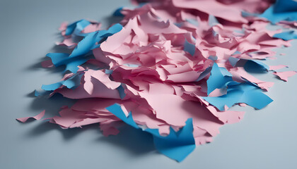 Blue and Pink Paper Torn from a Magazine: Abstract and Colorful Artistic Background