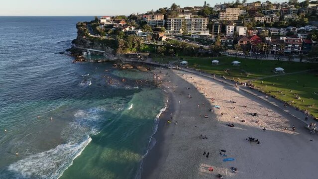 bronte beach sydney subathers aerial 4k australia