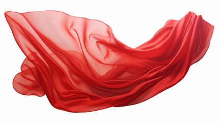 Red cloth that is floating and hiding something unknown underneath. Fabric isolated on white background.  - obrazy, fototapety, plakaty