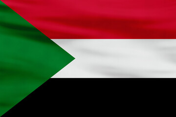 Sudan Flag - Country Red, White, Black Horizontal Stripes, Green Triangle
