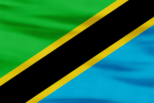 Tanzania Flag - Country Green, Yellow, Black, Blue Diagonal Stripes