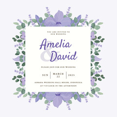 Purple Beautiful Lavender Flower Wedding Invitation Template