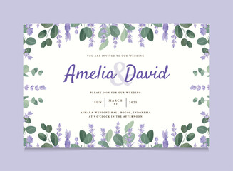 Purple Beautiful Lavender Flower Wedding Invitation Template