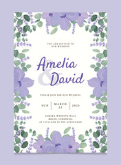 Purple Beautiful Lavender Flower Wedding Invitation Template