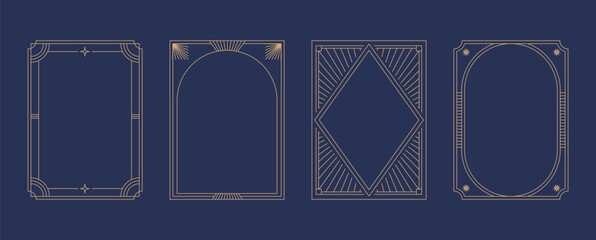 Art Deco frames minimalist collection. Elegant luxury borders and frames, vector templates design