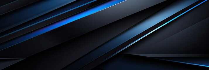 Modern black blue abstract background. Minimal. Color gradient. Dark. Web banner. Geometric shape. 3d effect. Lines stripes triangles. Design. Futuristic. Cut paper or metal effect. Luxury. Premium.