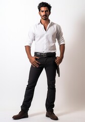 The Confident Young Man in a White Shirt and Black Jeans. A fictional character created by Generative AI. 