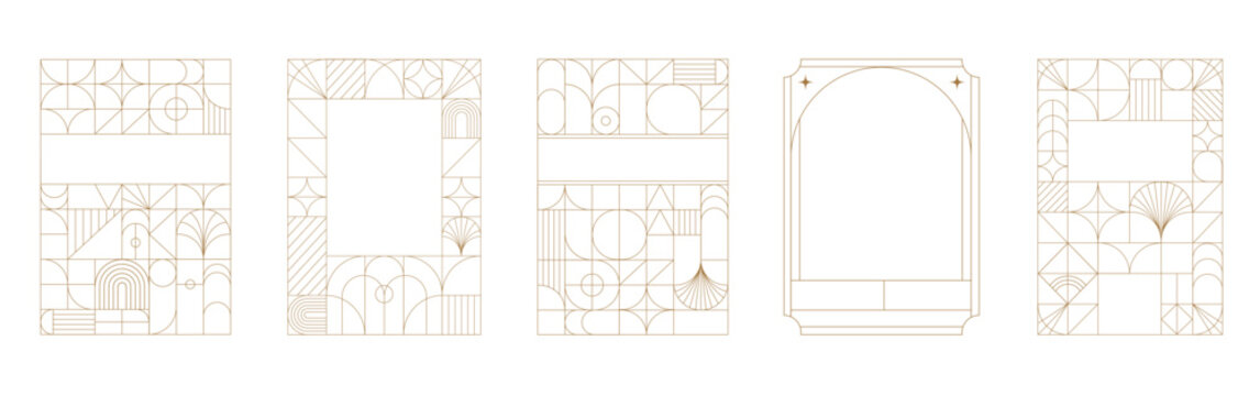 Naklejki Art Deco frames minimalist collection. Elegant luxury borders and frames, vector templates design