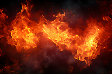 Fototapeta na wymiar Flammenhintergrund: Dynamisches Feuerspiel in lebhaften Rot-, Orange- und Gelbtönen für eindrucksvolle Designs