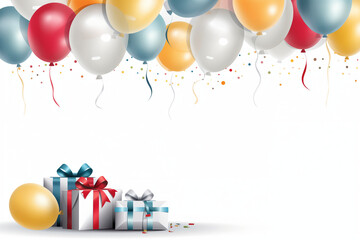 Birthday vector banner template. Happy birthday to you text in white space background with gifts and balloon decoration element for birth day celebration greeting design. 