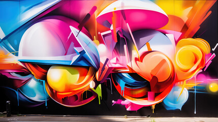 Graffiti on the wall, abstract colorful background