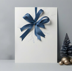Christmas card with a white background and subdued blue tones