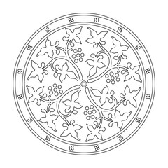 Ancient round decorative pattern. Decorative element vector illustration. Architectural floral element.