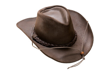 chapeau en cuir marron sur fond transparent, PNG